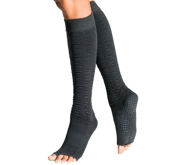 tucketts knee high grip socks ruched stone