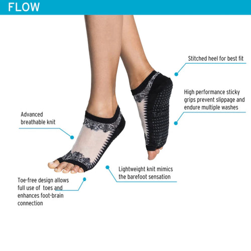 tucketts Flow Grip Socks - Black & Sheer Gala