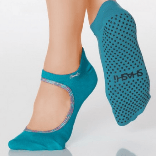 sweet grip shashi sock in turquoise for barre and pilates