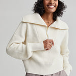 varley Mentone zip knit pullover egret