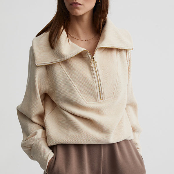 varley vine zip pullover oatmeal marl